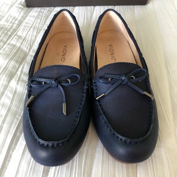 Vionic Shoes - NEW Vionic Honor Virginia Leather Boat Shoe 7.5 Navy Blue Driving Moccasin Flats
